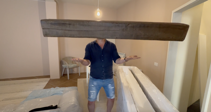 ceiling beam install italy